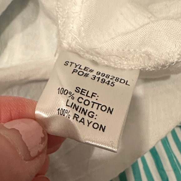 Skies Are Blue | Striped Green/Teal and White Dress with tie back - Picture 16 of 16